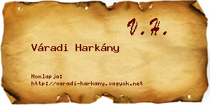 Váradi Harkány névjegykártya